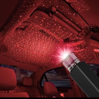 USB Star Projector Light for Cars – 360° Rotating Ambient Roof LED (Black)