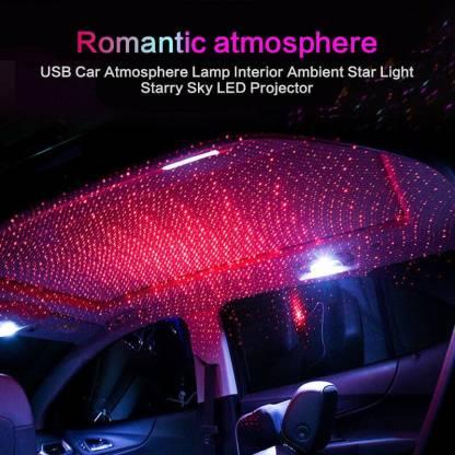 USB Star Projector Light for Cars – 360° Rotating Ambient Roof LED (Black)