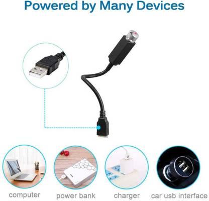 USB Star Projector Light for Cars – 360° Rotating Ambient Roof LED (Black)